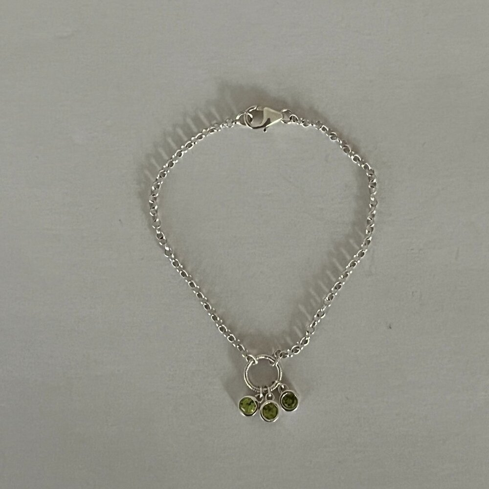 Sterling Silver Lime Green Peridot Bracelet